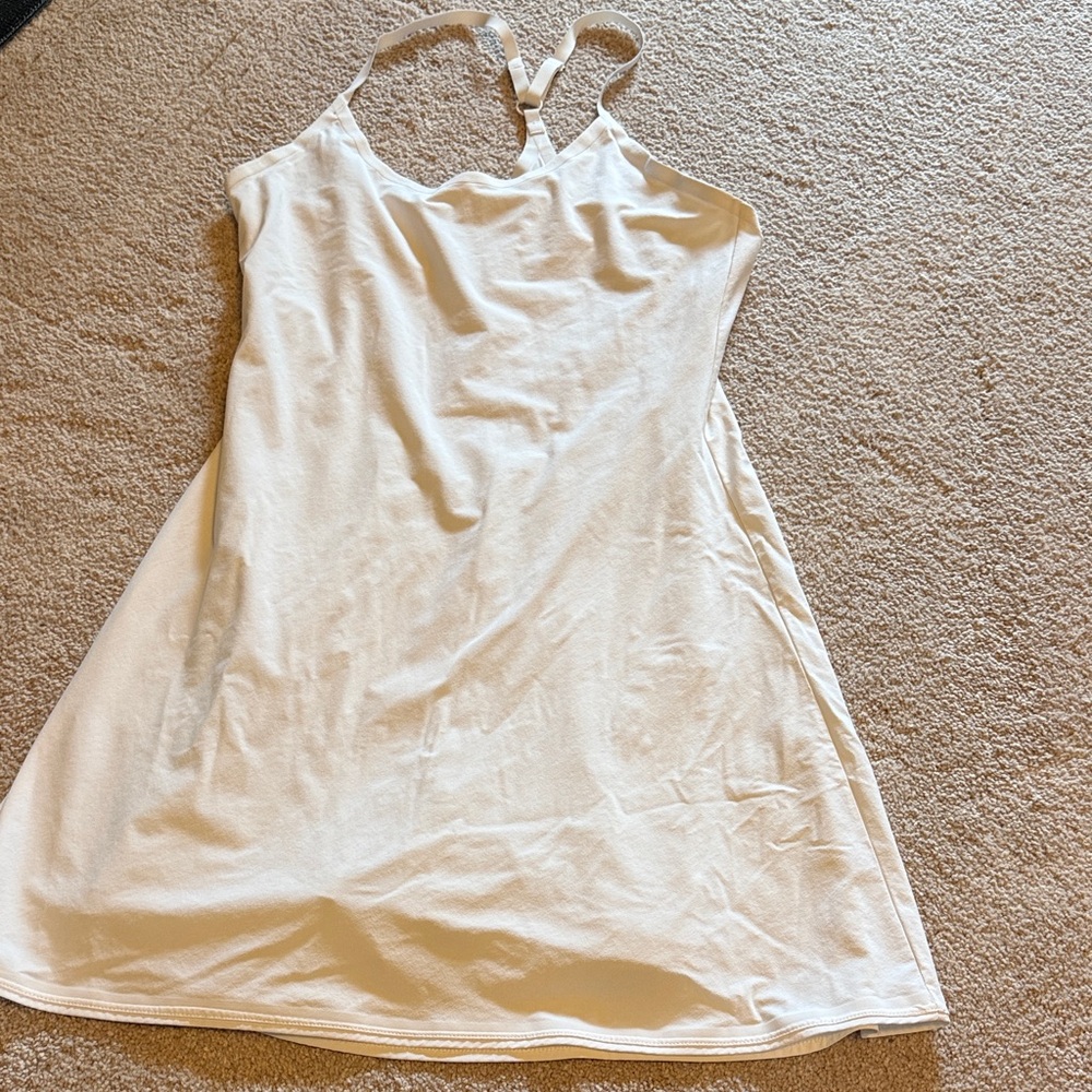 Outdoor Voices Cream Sleeveless Dress/shorts
